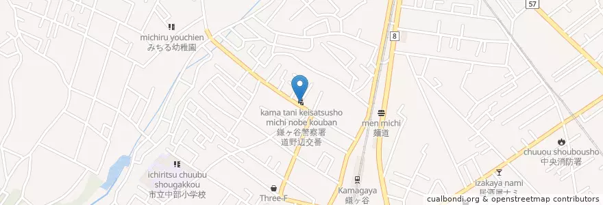 Mapa de ubicacion de 鎌ヶ谷警察署道野辺交番 en Japan, Chiba Prefecture, Kamagaya.