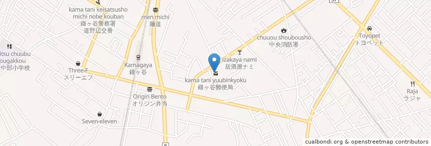 Mapa de ubicacion de 鎌ヶ谷郵便局 en Japón, Prefectura De Chiba, 鎌ケ谷市.