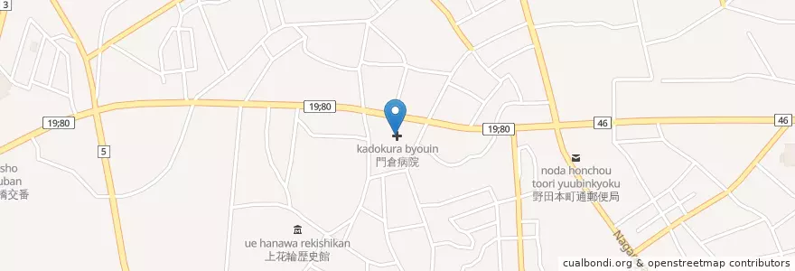 Mapa de ubicacion de 門倉病院 en 日本, 千葉県, 野田市.
