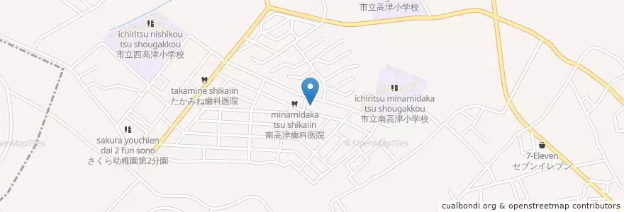 Mapa de ubicacion de 高津南保育園 en Japan, Chiba Prefecture, Yachiyo.