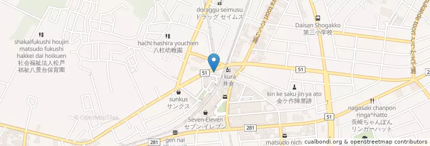 Mapa de ubicacion de 八柱駅前郵便局 en Jepun, 千葉県, 松戸市.