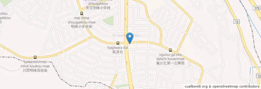 Mapa de ubicacion de 近畿大阪銀行めふ支店川西萩原出張所 en Japan, Präfektur Hyōgo, 川西市.