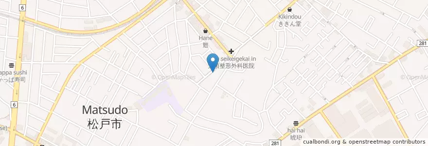 Mapa de ubicacion de 松戸仲井郵便局 en Japan, Präfektur Chiba, 松戸市.