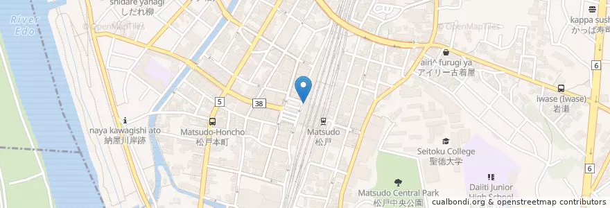 Mapa de ubicacion de 松戸警察署松戸駅前交番 en Japon, Préfecture De Chiba, 松戸市.