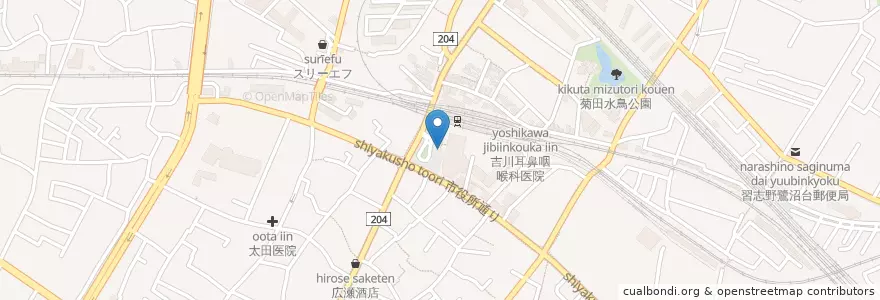 Mapa de ubicacion de 習志野警察署京成津田沼駅前交番 en Japon, Préfecture De Chiba, 習志野市.