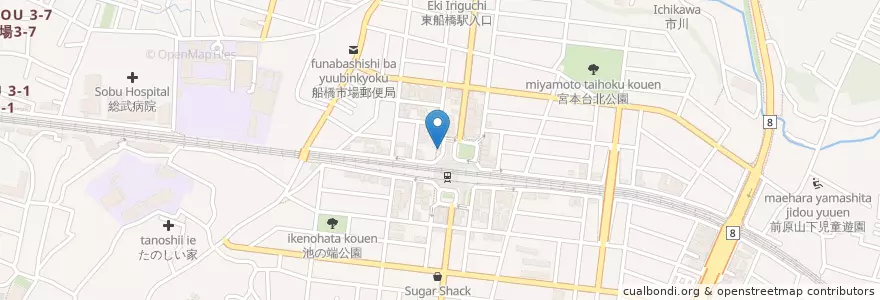 Mapa de ubicacion de 船橋警察署東船橋駅前交番 en Japon, Préfecture De Chiba, 船橋市.