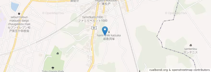 Mapa de ubicacion de 胡録神社 en 日本, 千葉県, 松戸市.