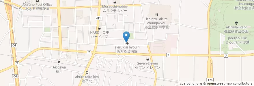 Mapa de ubicacion de あきる台病院 en Giappone, Tokyo, あきる野市.