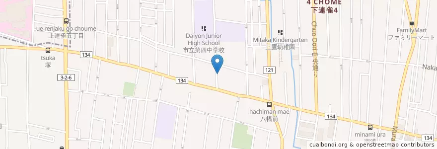 Mapa de ubicacion de あけぼの保育園 en Japonya, 東京都, 三鷹市.