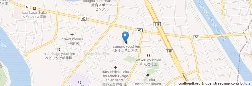 Mapa de ubicacion de あすなろ幼稚園 en Japan, 東京都, 葛飾区.