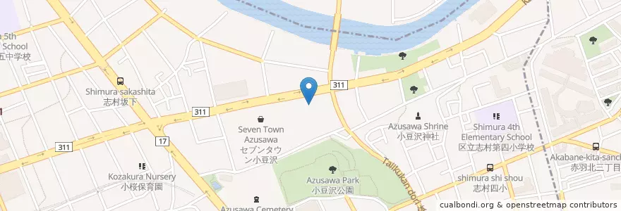Mapa de ubicacion de あずさわ児童館 en 日本, 东京都/東京都, 板橋区, 北区.