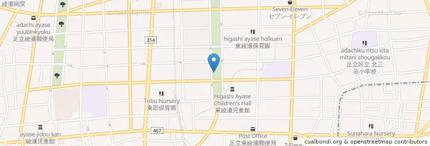 Mapa de ubicacion de あやせ保育園 en 日本, 東京都, 足立区.