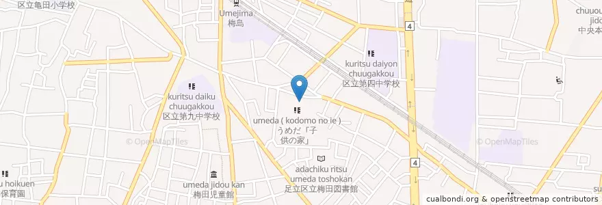 Mapa de ubicacion de うめだ「子供の家」 en 日本, 东京都/東京都, 足立区.