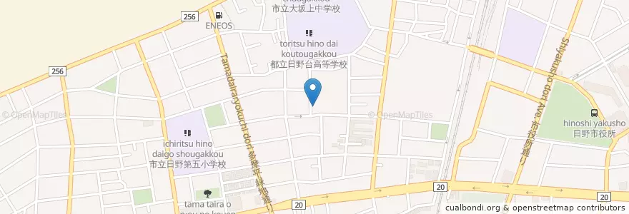 Mapa de ubicacion de おおくぼ保育園 en Japonya, 東京都, 日野市.