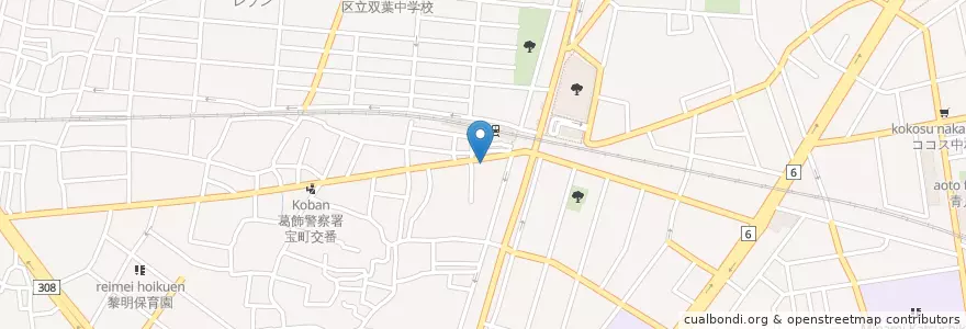 Mapa de ubicacion de お花茶屋駅前郵便局 en Japon, Tokyo, 葛飾区.