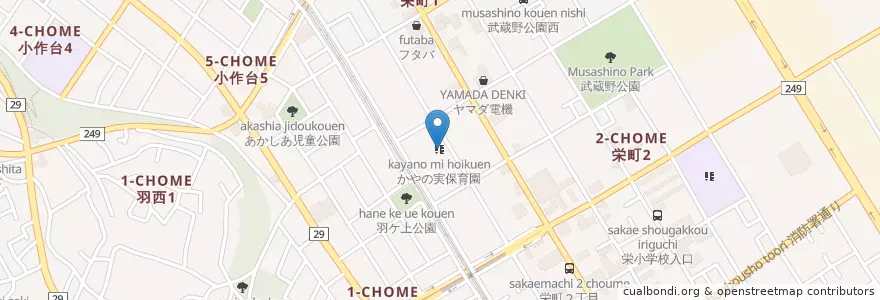 Mapa de ubicacion de かやの実保育園 en Japon, Tokyo, 羽村市.