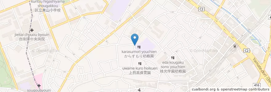 Mapa de ubicacion de 桑の実中目黒保育園 en 日本, 东京都/東京都, 目黒区.