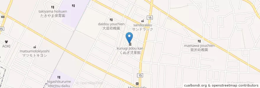 Mapa de ubicacion de くぬぎ児童館 en 일본, 도쿄도, 東久留米市.