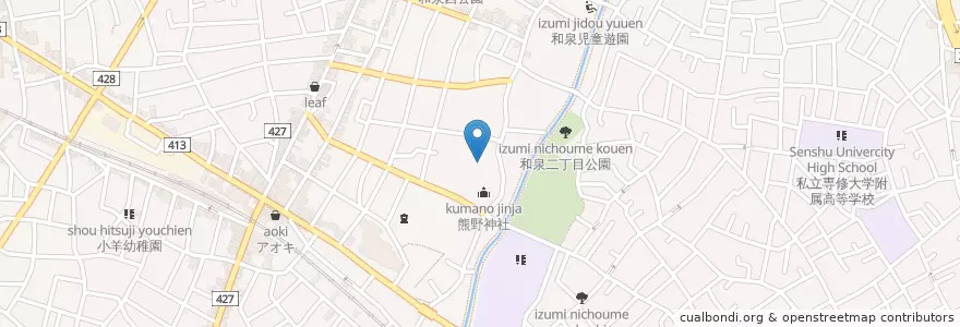 Mapa de ubicacion de くまの幼稚園 en Jepun, 東京都, 杉並区.