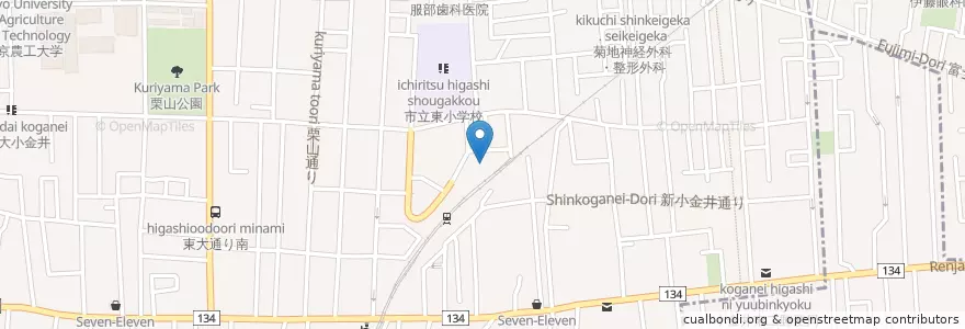 Mapa de ubicacion de くりのみ保育園 en Japan, 東京都, 小金井市.