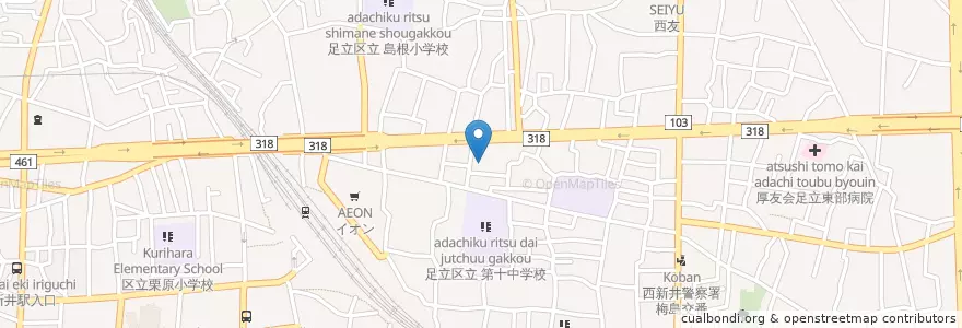 Mapa de ubicacion de こだま幼稚園 en Japão, Tóquio, 足立区.