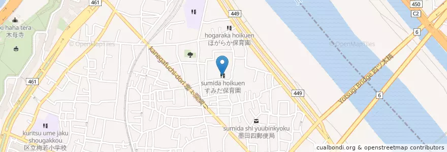 Mapa de ubicacion de すみだ保育園 en Japon, Tokyo, 墨田区.