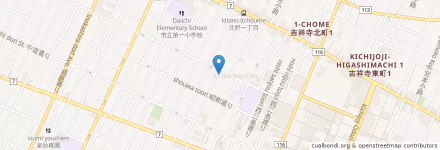 Mapa de ubicacion de すみれ幼稚園 en Japan, Tokio, 武蔵野市.