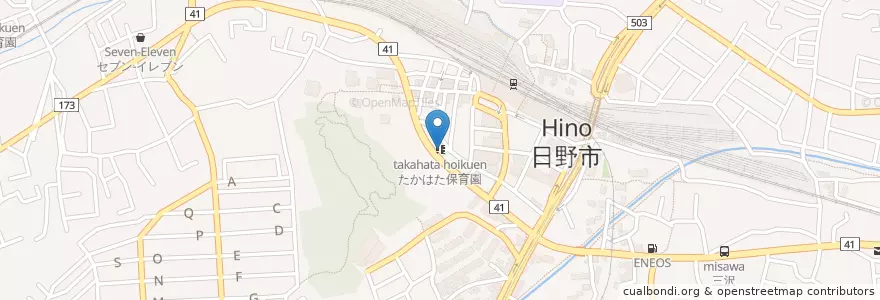 Mapa de ubicacion de たかはた保育園 en Япония, Токио, Хино.