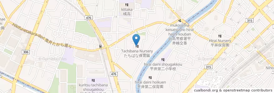 Mapa de ubicacion de たちばな保育園 en Jepun, 東京都, 墨田区.
