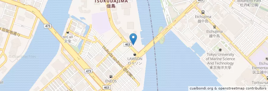 Mapa de ubicacion de つくだ保育園 en Japan, 東京都, 江東区, 中央区.