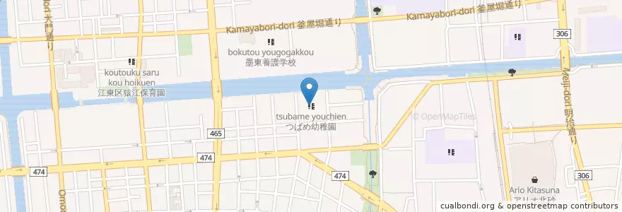 Mapa de ubicacion de つばめ幼稚園 en Japón, Tokio, Koto.