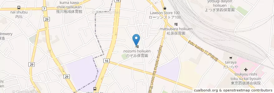Mapa de ubicacion de のぞみ保育園 en Japan, Tokyo.