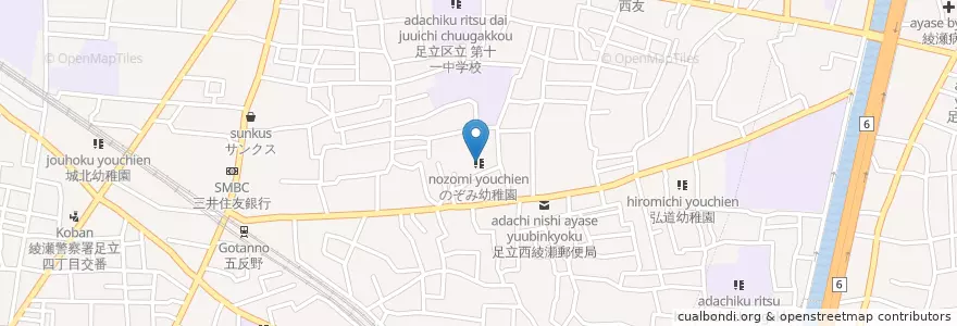 Mapa de ubicacion de のぞみ幼稚園 en 日本, 东京都/東京都, 足立区.