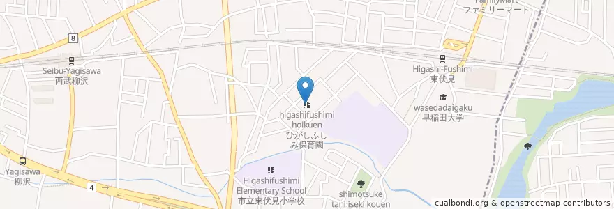 Mapa de ubicacion de ひがしふしみ保育園 en Jepun, 東京都, 西東京市.