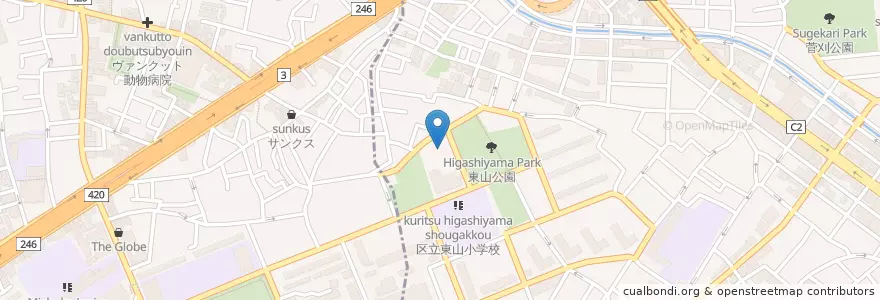 Mapa de ubicacion de ひがしやま幼稚園 en Japan, 東京都, 目黒区.