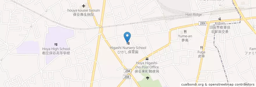 Mapa de ubicacion de ひがし保育園 en Japon, Tokyo, 西東京市.