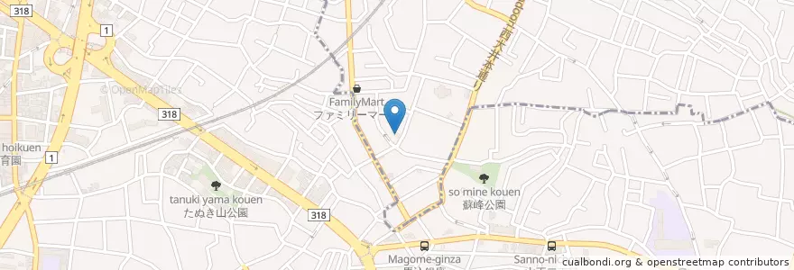 Mapa de ubicacion de みどりの丘保育園 en Japonya, 東京都.