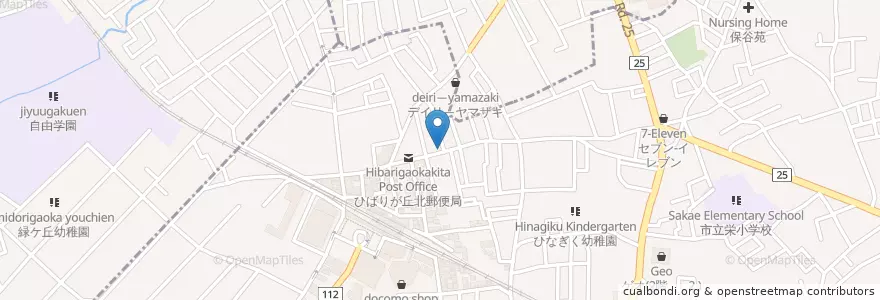 Mapa de ubicacion de Hibarigaokakita Post Office en Japan, Tokyo.