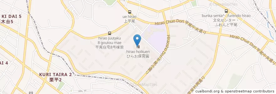 Mapa de ubicacion de ひらお保育園 en 일본, 가나가와현, 川崎市, 아사오 구.