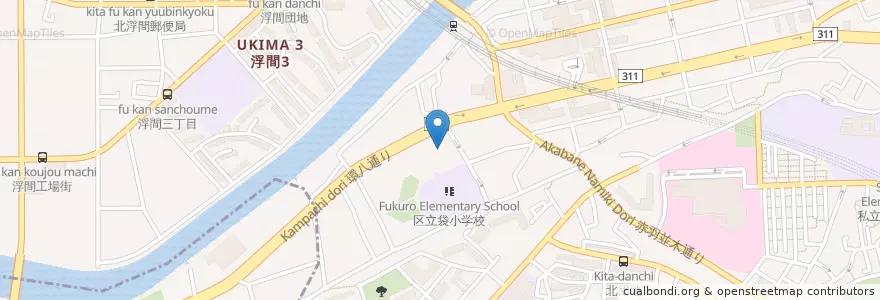 Mapa de ubicacion de ふくろ幼稚園 en Japão, Tóquio, 北区.