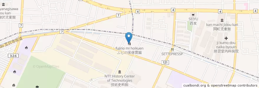 Mapa de ubicacion de ふじの実保育園 en Japan, Tokio, 武蔵野市.