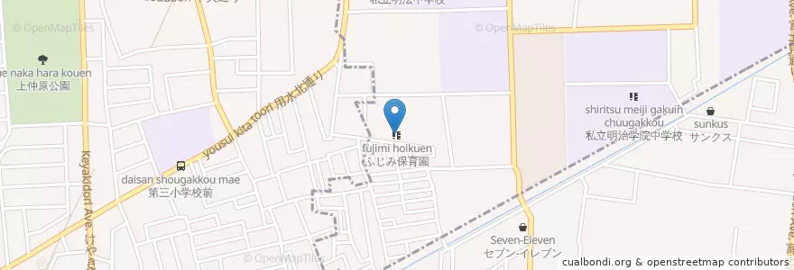 Mapa de ubicacion de ふじみ保育園 en Япония, Токио, Хигасимураяма.