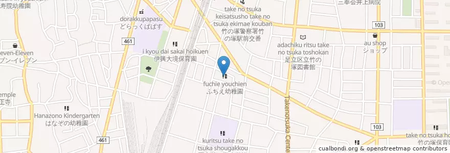 Mapa de ubicacion de ふちえ幼稚園 en 日本, 東京都, 足立区.