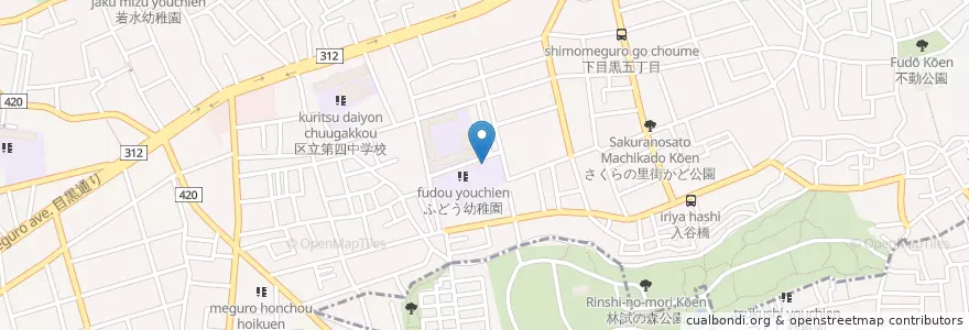Mapa de ubicacion de ふどう幼稚園 en 일본, 도쿄도, 目黒区.