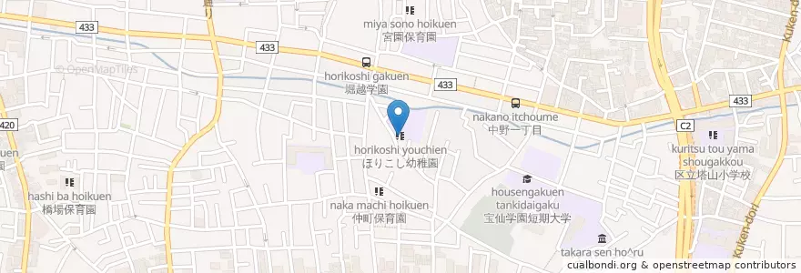 Mapa de ubicacion de ほりこし幼稚園 en 일본, 도쿄도, 中野区.
