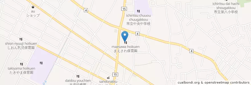 Mapa de ubicacion de まえさわ保育園 en 日本, 东京都/東京都, 東久留米市.