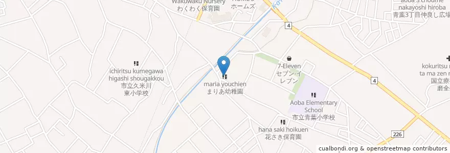 Mapa de ubicacion de まりあ幼稚園 en Japan, Tokyo, Higashimurayama.