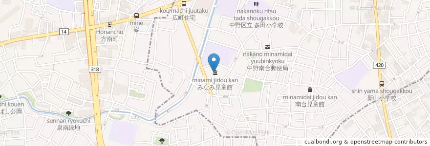 Mapa de ubicacion de みなみ児童館 en اليابان, 東京都.