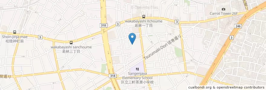 Mapa de ubicacion de みょうじょう幼稚園 en Jepun, 東京都, 世田谷区.