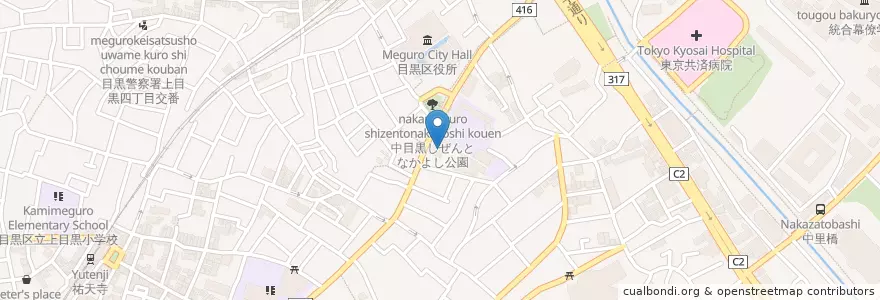 Mapa de ubicacion de めぐみ幼稚園 en ژاپن, 東京都, 目黒区.